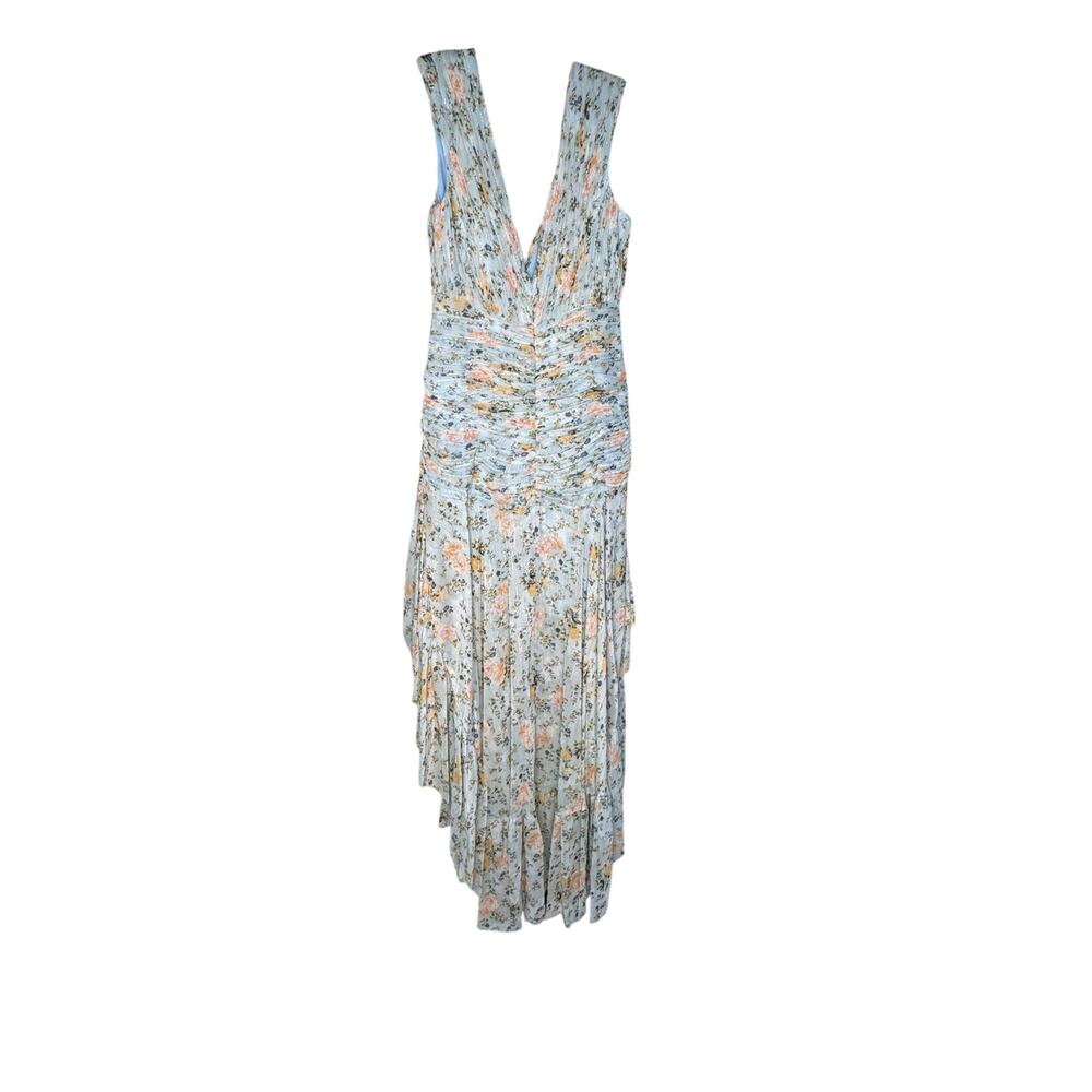 Mac Duggal NWT High Low Sleeveless Floral Chiffon Dress in Blue Multi Size 4 - Picture 5 of 7
